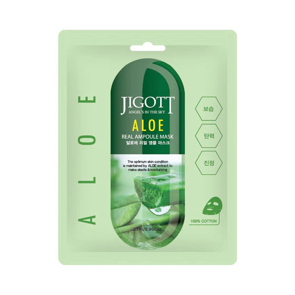 Jigott – Aloe Real Ampoule Face Mask - lakštinė veido kaukė (1 vnt.)