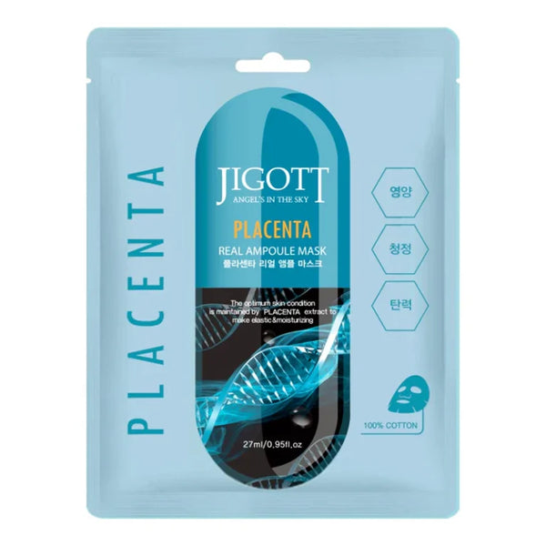 Jigott – Placenta Real Ampoule Mask - lakštinė veido kaukė (1 vnt.)