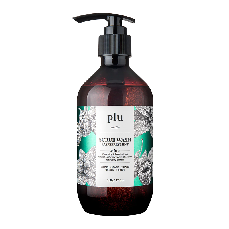 Plu - Scrub Wash Raspberry & Mint - kūno prausiklis (500 ml)